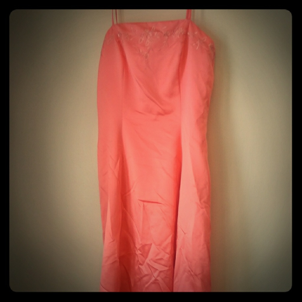 Long formal dress. The color is coral